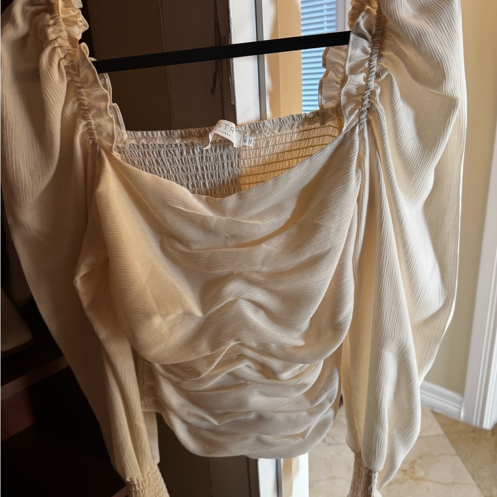 Astr Cream Ruched Blouse